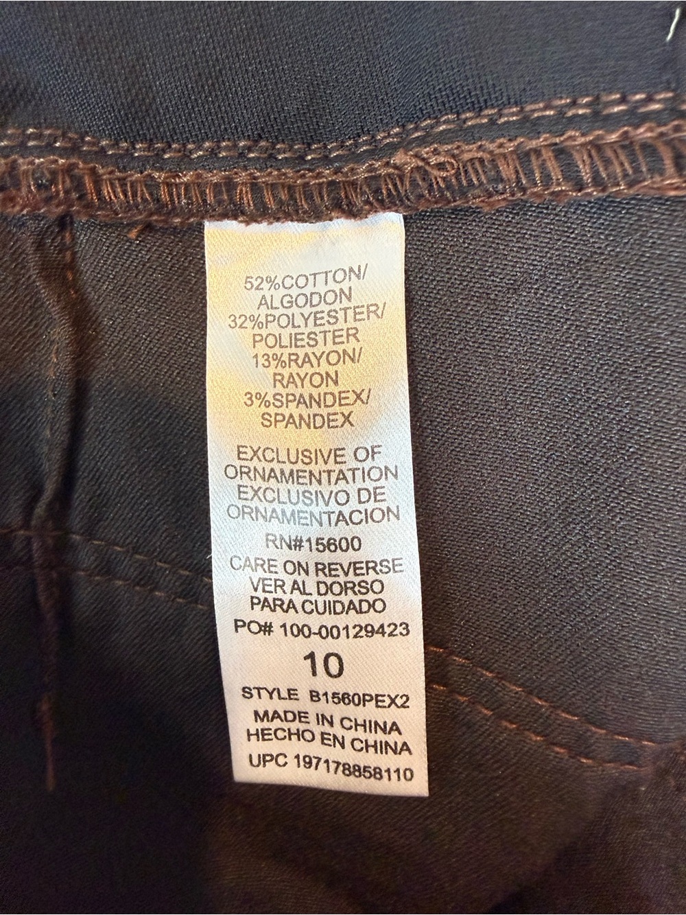Democracy Absolution Brown Straight Leg Pants Size 10 High Rise Stretch Denim - Picture 5 of 7